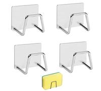 Figarge 4PCS Porte-éponge Auto-adhésifs, Porte Eponge Cuisine en Acier Inoxydable, Porte-éponge Antirouille pour évier de Cuisine, Argent Mat