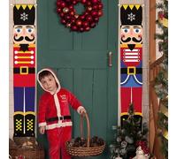 Figarge Casse-noisette Décoration de Noël Casse-noisette Bannière de Noël Casse-noisette Soldats Bannière Merry Christmas Panneaux de Noël pour l'extérieur Porte d'entrée, véranda