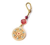 Figarge Pendentif boussole ajouré traditionnel avec huit trésors | Pendentif cloisonné, année du cheval avec cordon tissé, porte-clés, maison, voiture et sac