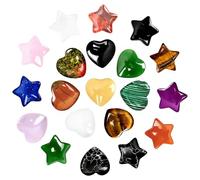 FIGCY 20 Pièces Pierres Naturelles pour Enfants, 10 Cœurs & 10 Étoiles, Cristaux de Guérison pour Méditation, Chakra et Reiki, Coffret de Pierres Colorées pour Collectionneurs