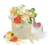 FIGCY, Roses Éternelles Oranges en Écrin Cœur, Box Cadeau de Luxe pour Femme, Maman, Saint-Valentin, Anniversaire