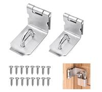 FIGFYOU 2 Pcs Loquet de Cadenas à Angle Droit, Moraillon de Loquet de Porte en Acier Inox, Loquet de Porte pour Jardin 90 Degrés avec 16 Vis pour Salles de Bain Armoire Tiroir Grange(3" et 4")