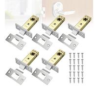 FIGFYOU Lot de 5 loquets à mortaise tubulaires de porte, finition chromée, avec plaque polie et vis, loquet tubulaire de 45 mm, compatible avec diverses poignées de serrure de porte