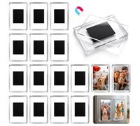 FIGFYOU Mini Cadres Photo Magnétiques pour Photos de 7 x 4,5 cm Lot de 30 | Boîtiers Acrylique Aimanté,Cadre Photo en Acrylique Transparent Idéal Frigo ou Fleurs Séchées, Décors Personnalisables
