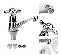 FIGFYOU Robinet Lavabo Salle de Bain en Métal, Mitigeur Lave Main G1/2 à Poignée Croisée, Robinet Eau Froide Uniquement avec Filtre, Petit Mitigeur Évier Cuisine, pour Baignoire Économie d'Eau