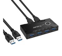 FIGGRITID Commutateur KVM USB 3.0 2 entrées 4 sorties USB 3.0 Hub adaptateur en plastique pour clavier, souris, imprimante, moniteur
