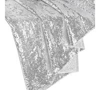 FIGGRITID Jupe de table ronde rectangulaire carrée à paillettes pour anniversaire, famille, fête prénatale, facile à remplacer - Argenté - 1,8 m