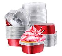 FIGGRITID Lot de 100 moules à gâteau jetables en forme de Saint-Valentin avec couvercles