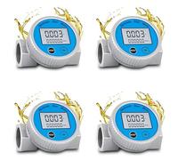 FIGGRITID Lot de 4 débitmètres à turbine étanches numériques pour eau, diesel, carburant, méthanol, kérosène et huile (2,5 cm NPT)