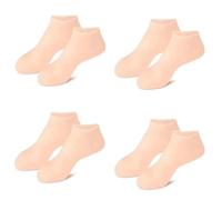 FIGGRITID Lot de 4 paires de chaussettes hydratantes anti-fissures en silicone pour éviter le dessèchement du talon, chaussettes de plage, orange, faciles à utiliser, environ 21 cm