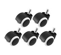 FIGGRITID Lot de 5 roulettes pour chaise de bureau Noir et blanc 50 mm
