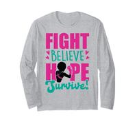 Fight Believe Hope Survive Le Cancer du Sein Black Melanine Sista Manche Longue