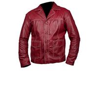 Fight Club BRAD PITT Veste en cuir en rouge - Rouge - Small