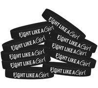 Fight Like a Girl Combat comme Une Fille Bracelet en Silicone Bracelet 10-Pack Plusieurs Choix de Couleur, Noir