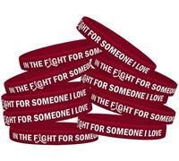 Fight Like a Girl dans la Bataille pour Quelqu'un de I Love Bracelet en Silicone Bracelet 10-Pack (17 Couleurs au Choix), Bordeaux, Unisex
