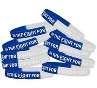 Fight Like a Girl dans la Bataille pour Quelqu'un de I Love Bracelet en Silicone Bracelet 10-Pack (17 Couleurs au Choix), Bleu/Blanc, Unisex