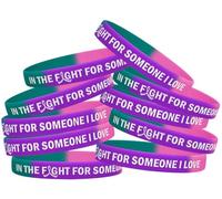 Fight Like a Girl dans la Bataille pour Quelqu'un de I Love Bracelet en Silicone Bracelet 10-Pack (17 Couleurs au Choix), Teal, Purple, Pink, Unisex
