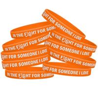 Fight Like a Girl dans la Bataille pour Quelqu'un de I Love Bracelet en Silicone Bracelet 10-Pack (17 Couleurs au Choix), Orange, Unisex