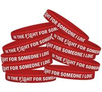 Fight Like a Girl dans la Bataille pour Quelqu'un de I Love Bracelet en Silicone Bracelet 10-Pack (17 Couleurs au Choix), Rouge, Unisex