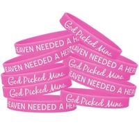 Fight Like a Girl Heaven Needed a Hero God Picked Mine Silicone Wristband Bracelet (10 Pack)