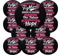 Fight Like a Girl prenant en Charge Admiratifs Partout la Boutons Ronds/Pins/Badges pour Cancer/maladie de Sensibilisation et d'assistance, 10-Pack, Black w/Pink