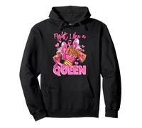 Fight Like A Queen Afro Girl Baskets Guerrier du Cancer du Sein Sweat à Capuche