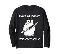 Fight Or Flight Fight Couteau Pingouin avec Dicton Amusant pour Homme et Femme Manche Longue