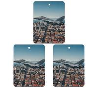 Fighter Jets Fly over Cities Lot de 3 désodorisants carrés à suspendre pour voiture, maison, bureau, style gris