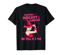 Fighting Breast Cancer One Spell At A Time Witches Wear Pink T-Shirt Graphique avec Valeur