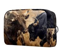 Fighting Bulls Trousse à cosmétiques pour femme, trousse de toilette de voyage, grande pochette de maquillage pratique avec fermeture éclair, multicolore, 18.5x7.5x13cm/7.3x3x5.1in, Trousse de