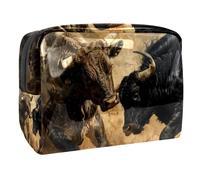 Fighting Bulls Trousse à cosmétiques pour femme, trousse de toilette de voyage, grande pochette de maquillage en PVC pratique avec fermeture éclair, multicolore, 18.5x7.5x13cm/7.3x3x5.1in, Trousse de