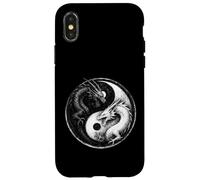 Fighting Dragons Yin Yang Vintage Anime Japonais Art Rétro Coque pour iPhone X/XS
