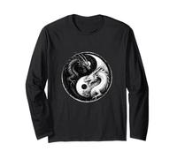 Fighting Dragons Yin Yang Vintage Anime Japonais Art Rétro Manche Longue