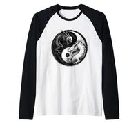 Fighting Dragons Yin Yang Vintage Anime Japonais Art Rétro Manche Raglan