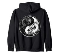 Fighting Dragons Yin Yang Vintage Anime Japonais Art Rétro Sweat à Capuche