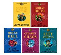 Fighting Fantasy RPG (1-5) Collection 5 Books Set By Steve Jackson (House of Hell, The Warlock Firetop Mountain, Forest of Doom, City Of Thieves, Citadel of Chaos)
