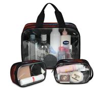Fighting Fish - Lot de 3 grandes trousses de maquillage de voyage translucides pour homme et femme, grande pochette de douche, trousse de toilette, couleur, L, Trousse de maquillage