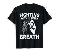 Fighting with Every Breath - Sensibilisation au Cancer du poumon - Blanc T-Shirt Graphique avec Valeur