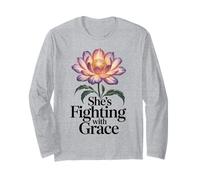 Fighting with Grace Cadeau de Sensibilisation au Cancer du Sein pour Femme Manche Longue