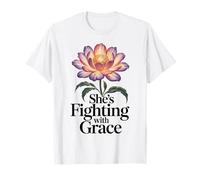 Fighting with Grace Cadeau de Sensibilisation au Cancer du Sein pour Femme T-Shirt