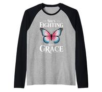 Fighting with Grace Cadeaux de Sensibilisation au Cancer du Sein pour Femmes Manche Raglan