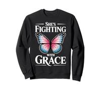 Fighting with Grace Cadeaux de Sensibilisation au Cancer du Sein pour Femmes Sweatshirt