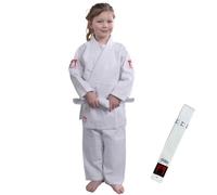 FIGHTINGFILMS Kimono judo enfant en toile 185gr coton de qualité supérieur Ceinture blanche offerte Taille 100cm