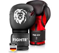 FIGHTR Gants de Boxe de qualité supérieure - Stabilité et Force de Frappe idéales - Gants de Boxe pour MMA, Muay Thai, Kickboxing et Arts Martiaux - avec Sac de Transport (Noir/Rouge, 12 oz)
