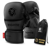 FIGHTR® MMA Pro Sparring Gants en cuir véritable avec meilleur ajustement pour une stabilité maximale | Rembourrage extra épais | Pour sparring, MMA, kickboxing et arts martiaux | Sac de transport
