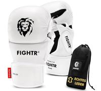 FIGHTR® MMA Pro Sparring Gants en cuir véritable avec meilleur ajustement pour une stabilité maximale | Rembourrage extra épais | Pour sparring, MMA, kickboxing et arts martiaux | Sac de transport