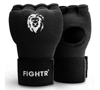 FIGHTR® Premium Boxe Bandes - enfilage Rapide et Haute stabilité | Gants en Gel pour la Boxe, Le MMA, Le Muay Thai et Les Arts Martiaux | avec Bande Longue (Noir, L).