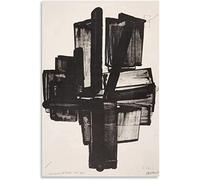 FIGMAN Pierre Soulages Affiche Abstrait Toile Peinture Pierre Soulages Art Mur Pierre Soulages Impressions Pour Accueil Art Mur Décor Image 60x80cmx1 Sans Cadre