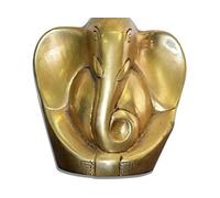 Figo Inc® Ganesh, Ganpati, Ganesha Fabriqué en laiton massif moderne Ganesha Statue Uni, Petite Voiture Ganesha Statue en laiton pour bureau office, sculpture en laiton massif artefact de Ganesha, précieux Vintage décoratif, Collection, Vintage fait main/fabriqué à la main religieuse, cadeau Home Decor