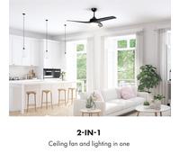 Figo ventilateur de plafond 52" (132 cm) Ø, puissance : 55 watts, noir